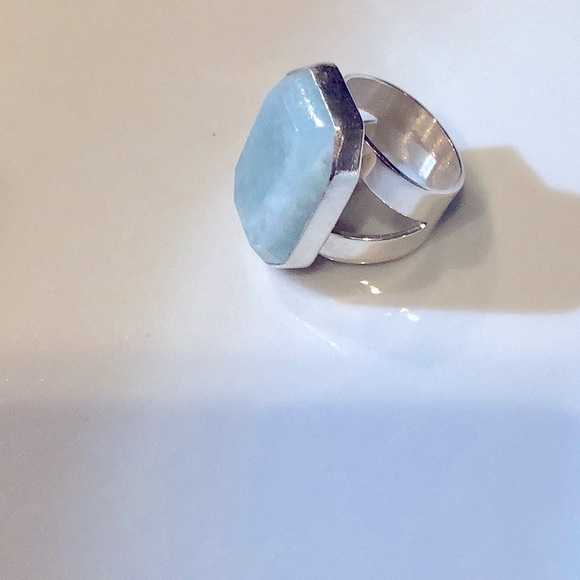 Jay King Contemporary Geometric Sterling Silver & Aquamarine Ring! - Picture 7 of 11